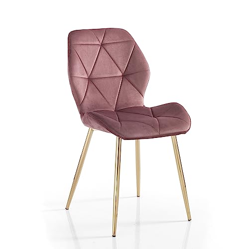 Wink Design Keanu Pink Set mit 4 gepolsterten Stuhl, Rosa, Gold glänzend, 49x59xH87 cm von Wink Design