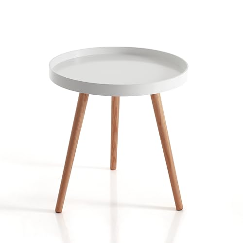 Wink Design Kora Round Couchtisch, Weiß matt, Eiche, H51 x Ø49 cm von Wink Design