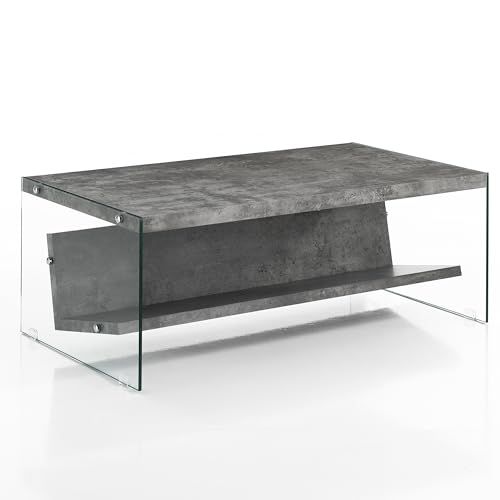 Wink Design Nikki 110 Beistelltisch/Zeitschriftenständer, Beton, transparent, H42,5 x 110 x 60 cm von Wink Design