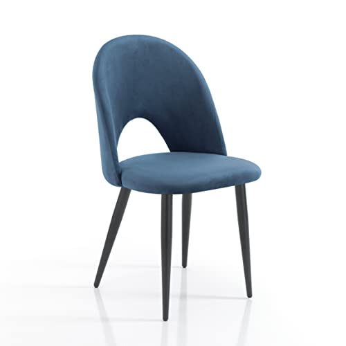 Wink Design Nova Blue Set mit 4 gepolsterten Stuhl, Blau, Schwarz matt, 48x54xH87 cm von Wink Design