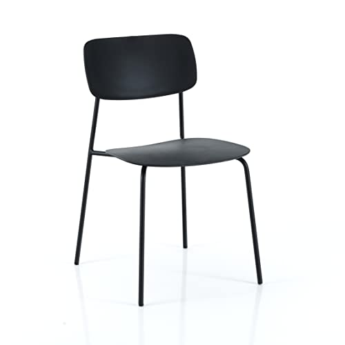 Wink Design Peony Black Set mit 4 Stuhl, Mattschwarz, H78x43x51 cm von Wink Design