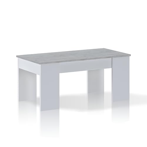 Wink Design Rik Cement Beistelltisch, Offene weiße Lärche, Beton, H44,6 x 100 x 50 cm von Wink Design