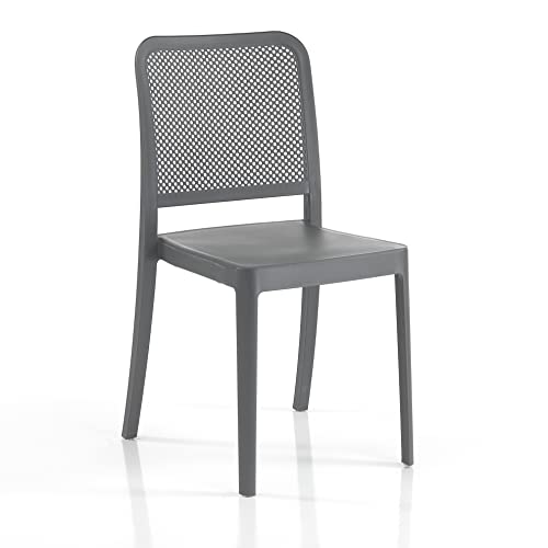Wink Design Selene Black Set mit 4 Außenbereich/Inneren Outdoor-/Indoor-Stuhl, Mattschwarz, 43x50xH86 cm von Wink Design