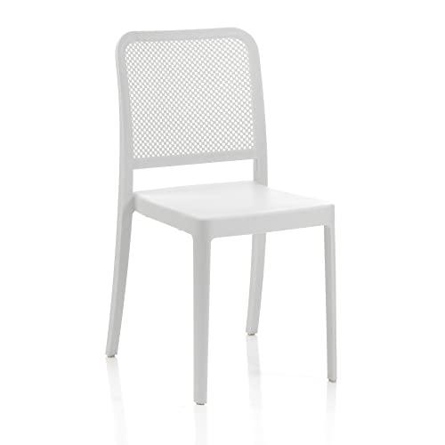 Wink Design Selene White Set mit 4 Außenbereich/Schlafzimmer Outdoor-/Indoor-Stuhl, Weiß matt, 43x50xH86 cm von Wink Design