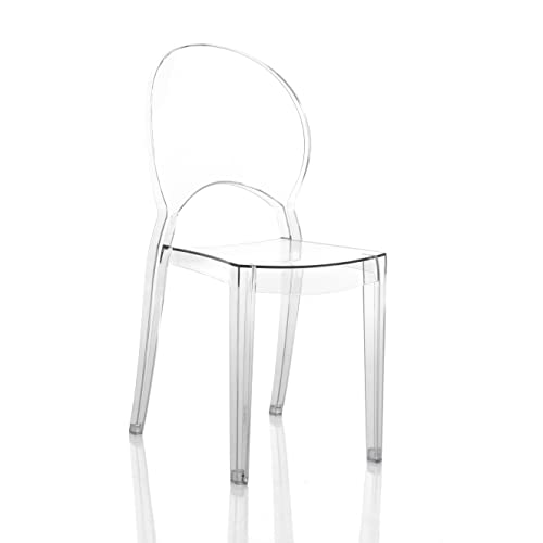 Wink Design Shine Set mit 4 Außen-und Innenbereich Outdoor-/Indoor-Stuhl, durchsichtig, sedia H92x41x58 cm, seduta H47x38x37 cm von Wink Design