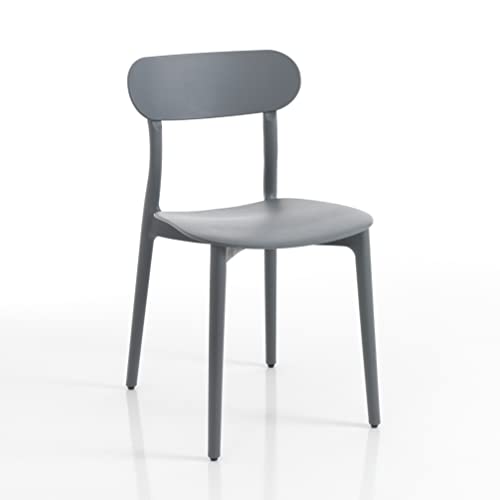 Wink Design Stuttgart Grey Set mit 4 Außen-und Innenbereich Outdoor-/Indoor-Stuhl, Polypropylen, Mattgrau, H78x42,5x50 cm von Wink Design