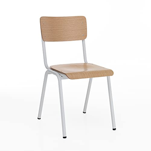 Wink Design Swindon Wood, mehrschichtig, 4 Stück Stuhl, Eiche, Weiß matt, H80x44x57 cm von Wink Design
