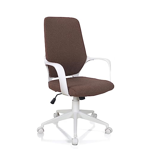 Wink Design Tanger Brown bürostuhl, Metall Stoff, Braun, Weiß matt, 62,5x61xH101/ 111 cm von Wink Design