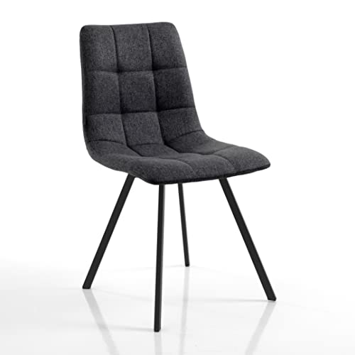 Wink Design Tolon Anthracite Set mit 4 gepolsterten Stuhl, Anthrazit, Schwarz matt, 46x56xH85 cm von Wink Design