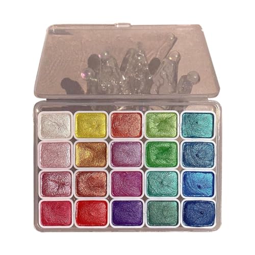 Winkeabuy Perlglanz-Aquarell-Pigmente, Glitzer, Silberpulver, Perlpigmente, 20 Farben von Winkeabuy