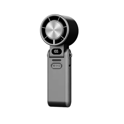Winkeabuy Tragbarer Hand-Turbo-Ventilator mit Kühlfunktion, faltbarer Hand-Turbo-Lüfter, digital, mit wiederaufladbarer LED von Winkeabuy