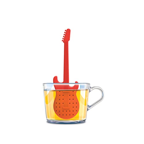 Winkee Rocks - Gitarren Teesieb - Tee Ei für losen Tee | Tea Infuser lustig | Teesieb für Tasse | Gewürzsieb Silikon | Teekugel-Gitarren-Figur | Geschenk zu Geburtstag, Weihnachten, Valentinstag von Winkee Rocks