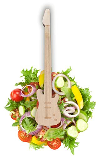 Winkee Rocks Gitarren-Zange - Die rockige Küchen Zange in E-Gitarren Form | Guitar Tongs | Holzzange - Ideal für Salat, als Gebäckzange, zum Grillen | Hochwertig | Musiker Geschenk von Winkee Rocks