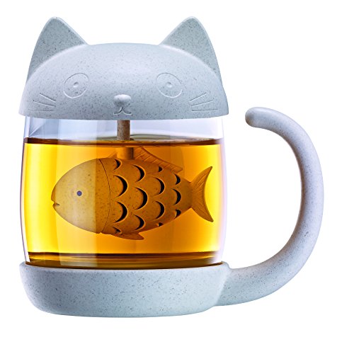 Tee Becher Katze mit integriertem Tee-Ei | Cat Cup | Tassenteesieb | Teeei Katze | Katzen Tasse | Katzen Becher | Tee Becher | Teesieb | Teetasse mit Deckel | Teeglas | Katzenoptik von Winkee