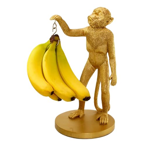 Winkee - Bananenhalter AFFE - Der originelle Bananenständer | Obst-Halter in Affenform | Obstständer modern | Bequem Obst aufhängen | Fruit Holder (Gold) von Winkee