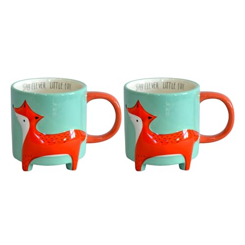 Winkee - Cute Animal Kaffeetassen I Die süße Kaffee-Tasse & Tee-Becher in groß I XXL Tasse ca. 450 ml I Cute Coffee Mug I 2er Set Fuchs von Winkee