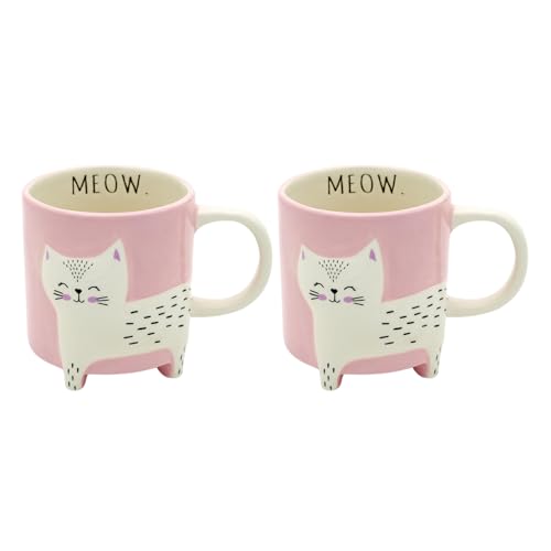 Winkee - Cute Animal Kaffeetassen I Die süße Kaffee-Tasse & Tee-Becher in groß I XXL Tasse ca. 450 ml I Cute Coffee Mug I 2er Set Katze von Winkee