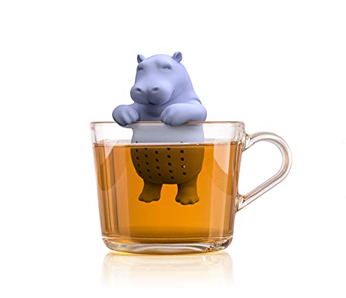 Winkee - Cute Animal Teesieb I Tee Ei für losen Tee I Tea Infuser lustig I Teesieb für Tasse I Gewürzsieb Silikon I Teekugel-Tier-Figur (Hippo) von Winkee