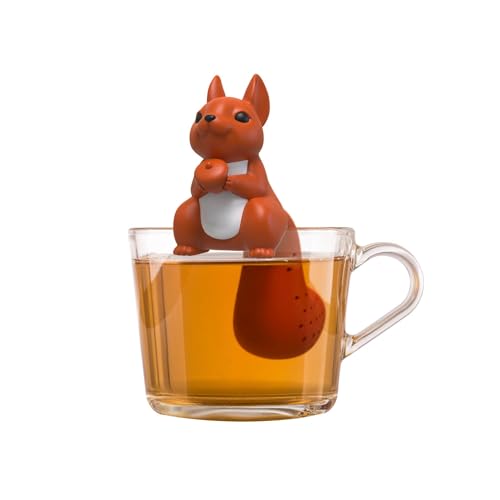 Winkee - Cute Animal Teesieb I Tee Ei für losen Tee I Tea Infuser lustig I Teesieb für Tasse I Gewürzsieb Silikon I Teekugel-Tier-Figur (Eichhörnchen) von Winkee