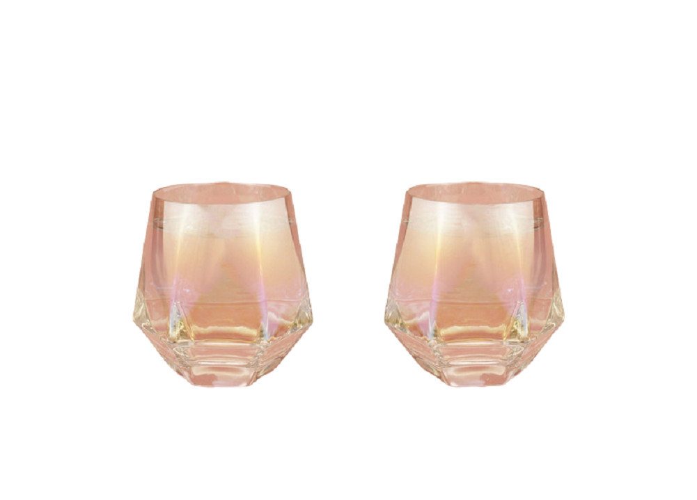Winkee Gläser-Set Diamant Whisky Aperitif Glas 2er Set, Glas, ca. 9 x 8 x 9,5 cm für ca. 300 ml (je Glas) von Winkee