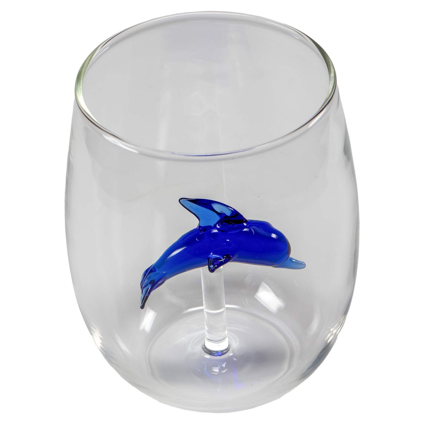 Winkee Glas Trinkglas mit Delphin - handgemacht mundgeblasen Delfin Glas, Glas, Handmade, Mundgeblasen, Unikat von Winkee