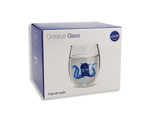 Winkee - Handgemachtes Oktopus Glas | Kristall-Trinkglas | Dessertglas mit Glas-Krake | Hochwertige Gläser für alle Anlässe | Geschenk für Geburtstag, Hochzeit, Jubiläum | Hochwertig von Winkee
