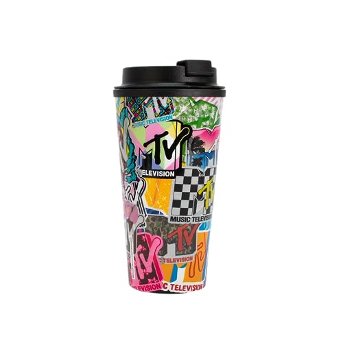 Winkee - MTV Thermobecher | Der Retro Kaffeebecher- oder Teebecher To Go aus Kunststoff | Cool To Go Mug | Geschenkidee für Fans von Winkee