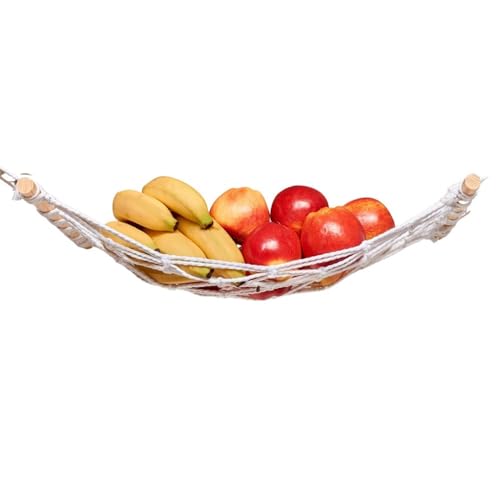 Winkee - Obsthängematte Macrame | Baumwoll Obstkorb hängend mit Schraubhaken | Fruit Hammock | Obst und Gemüse Aufbewahrung | Obstnetz zum Aufhängen | Geschenk zu Weihnachten, Ostern, Geburtstag von Winkee