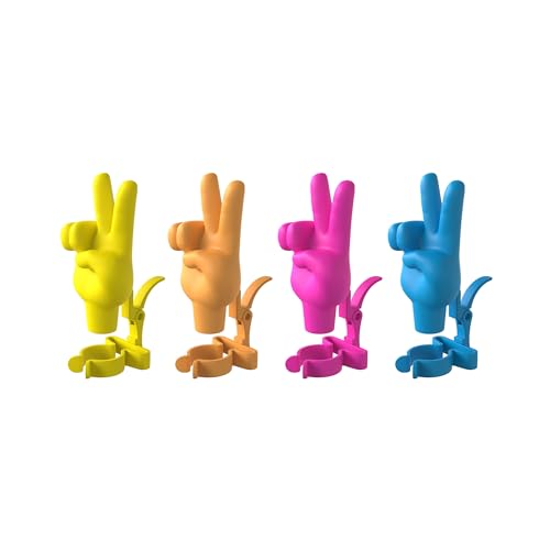 Winkee - Peace Hand Flaschenverschluss 4er Set - Farbenfroh und Auslaufsicher | Ideal für Haushalt & Partys | Wiederverwendbar von Winkee