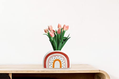 Winkee - Regenbogen Vase aus Keramik | 1x Vase für kreative Dekorationen - modern und elegant | Stilvolle Blumenvase | Hochwertige Dekoration | Geschenk zum Muttertag, Geburtstag, Weihnachten von Winkee