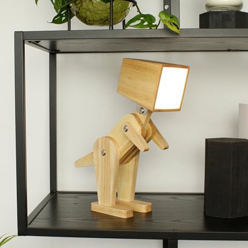Winkee - Tischleuchten Dino Spike I Nachttischlampe mit Ladefunktion I Dimmbare Holz LED Tischlampe I Touch Funktion von Winkee
