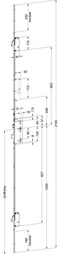 Winkhaus Automatikverriegelung T-AV3-F2060/65 92/10 M2 Dorn 65, DIN rechts, M2 mit 2 Schwenkriegeln, 20 mm Flachstulp MC silber, Achtung funktioniert nicht ohne entsprechenden Magneten ! von Winkhaus STV