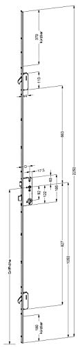 Winkhaus Mehrfachverriegelung T-U2471 92/8 Dorn 45 mm, DIN links, M2 mit 2 Schwenkriegeln, 24x8 mm Profilstulp MC silber, Maße Bitte mit Zeichnung prüfen ! von Winkhaus STV