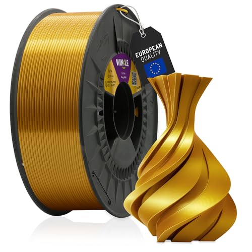 WINKLE PLA Silk Filament 1.75mm König Gold, 1kg Spule, 3D Drucker Filament Kompatibel mit FDM Druckern, 3D-Druckmaterialien, Maßgenauigkeit +/- 0.05mm, Leicht zu Bedrucken, Seidenfinish von WINKLE FEED YOUR PRINTER