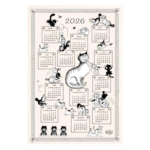 Geschirrtuch Dubout Calendrier chatons 2026 Écru 48 X 72 ekrü 48 x 72 cm Winkler von Winkler