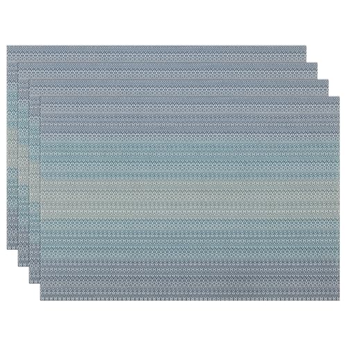 Winknowl Platzsets 4er Set Abwaschbar, PVC Tischmatten rutschfest Abgrifffeste Hitzebeständig Tischsets, Abwischbar Platz-Matten für Esstisch, Antifouling und Leicht zu Reinigen(Blau) von Winknowl