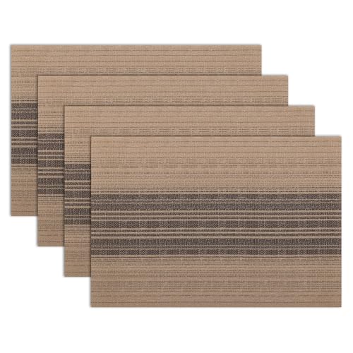 Winknowl Platzsets 4er Set Abwaschbar, PVC Tischmatten rutschfest Abgrifffeste Hitzebeständig Tischsets, Abwischbar Platz-Matten für Esstisch, Antifouling und Leicht zu Reinigen(Braun) von Winknowl