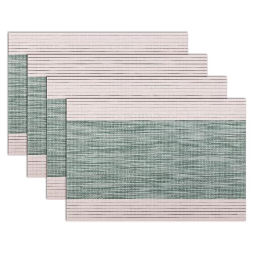 Winknowl Platzsets 4er Set Abwaschbar, PVC Tischmatten rutschfest Abgrifffeste Hitzebeständig Tischsets, Abwischbar Platz-Matten für Esstisch, Antifouling und Leicht zu Reinigen(Gestreift Grün) von Winknowl