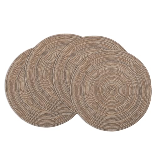 Winknowl Runde Platzsets 4er Set, Abwaschbar Tischmatten rutschfest Abgrifffeste Hitzebeständig Tischsets, 37 cm Runde Platz-Matten für Esstisch (Braun) von Winknowl