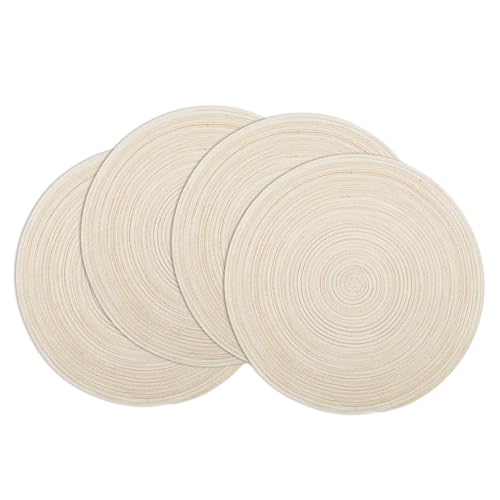 Winknowl Runde Platzsets 4er Set, Abwaschbar Tischmatten rutschfest Abgrifffeste Hitzebeständig Tischsets, 37 cm Runde Platz-Matten für Esstisch (Elfenbein) von Winknowl