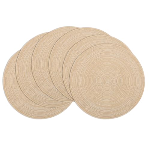 Winknowl Runde Platzsets 6er Set, Abwaschbar Tischmatten rutschfest Abgrifffeste Hitzebeständig Tischsets, 37 cm Runde Platz-Matten für Esstisch (Beige) von Winknowl