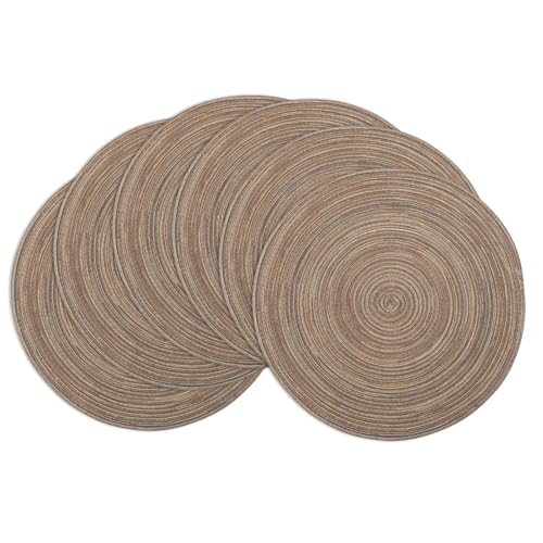 Winknowl Runde Platzsets 6er Set, Abwaschbar Tischmatten rutschfest Abgrifffeste Hitzebeständig Tischsets, 37 cm Runde Platz-Matten für Esstisch (Braun) von Winknowl