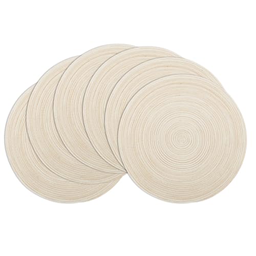 Winknowl Runde Platzsets 6er Set, Abwaschbar Tischmatten rutschfest Abgrifffeste Hitzebeständig Tischsets, 37 cm Runde Platz-Matten für Esstisch (Elfenbein) von Winknowl