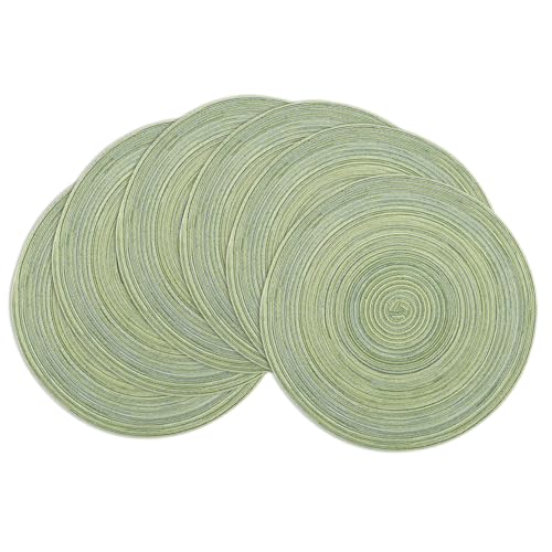 Winknowl Runde Platzsets 6er Set, Abwaschbar Tischmatten rutschfest Abgrifffeste Hitzebeständig Tischsets, 37 cm Runde Platz-Matten für Esstisch (Erbsengrün) von Winknowl