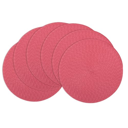 Winknowl Runde Platzsets 6er Set, Abwaschbar Tischmatten rutschfest Abgrifffeste Hitzebeständig Tischsets, 37 cm Runde Platz-Matten für Esstisch (Rot) von Winknowl