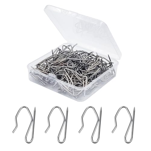 120x Edelstahl Gardinenhaken Pins-On Stifthaken mit Praktischer Aufbewahrungsbox - Ideal für Bleistiftfalte und schwere Vorhänge, Fenstervorhänge, Duschvorhänge und Türvorhänge (Silber) von Winlauyet