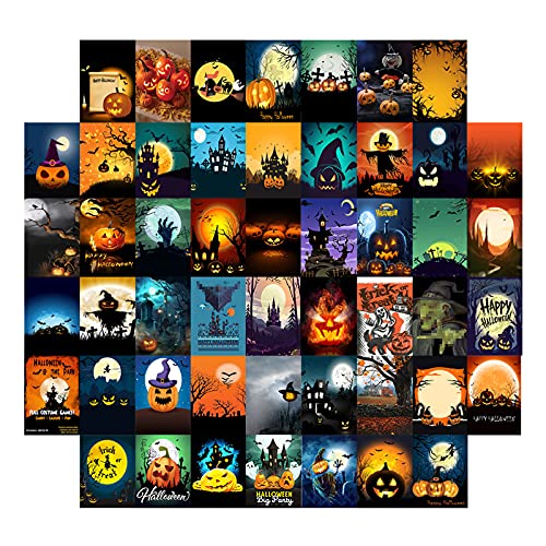 50-teiliges Halloween Wandcollage-Set ästhetisches Bild Wandcollage Album-Cover Retro 80er-Jahre ästhetische Poster einzigartige Indie-Raumdekoration Wand-Collage-Set für Raumdekoration von Winmany
