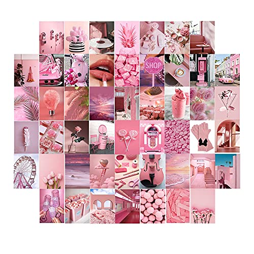 50-teiliges Wandcollage-Set, ästhetisches Bild, Wandcollage, Album-Cover, Retro, 80er-Jahre, ästhetische Poster, einzigartige Indie-Raumdekoration, Wand-Collage-Set, Pink für Raumdekoration (Pink) von Winmany