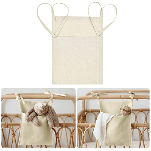 Kinderzimmer Hängender Bett Organizer Zum Aufhängen, Babybett Nachttisch Leinen Hängende Tasche Aufbewahrungstasche für Kinderbett Windeln Spielzeug Molar Sabberlätzchen Kleidung (Beige) von Winmany