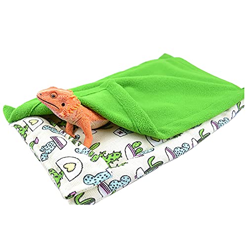 Bartdrachen-Bett, Reptilien, Schlafsack mit Kissen und Decke, kleines Haustier, warmes Versteck, für Hamster, Eidechsen, Bartdrache (grün) von Winmany